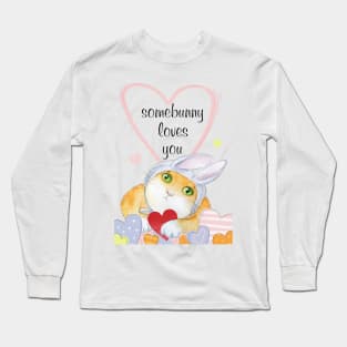 Somebunny Loves You Cute Cat Long Sleeve T-Shirt